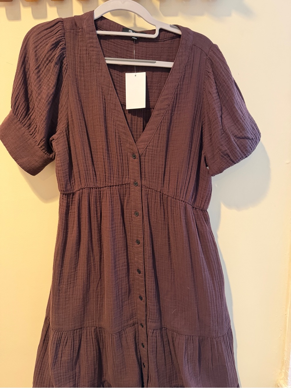 Madewell Women’s Button-Front V-Neck Dress in Brown